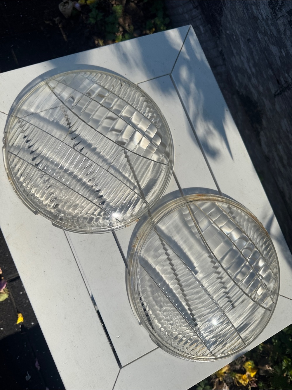 2 Ford Script TwoLite 1930’s Clear Glass Headlight Lens Set